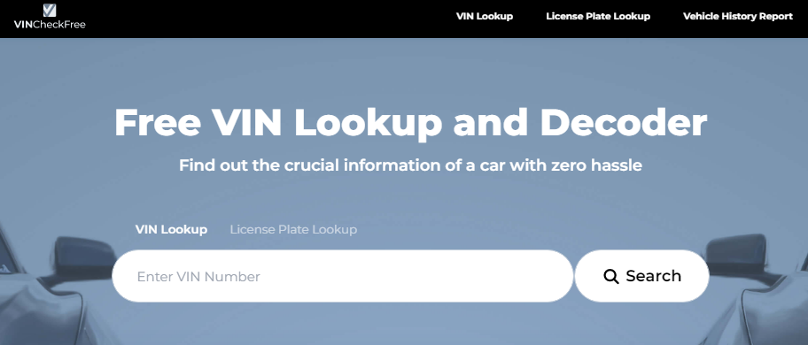 VIN lookup via VIN Number Lookup